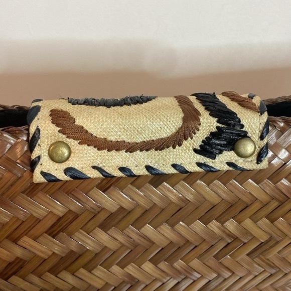 Kultura Hand Woven Brown Clutch with Embroidered Patterned Flap - Picture 3 of 9